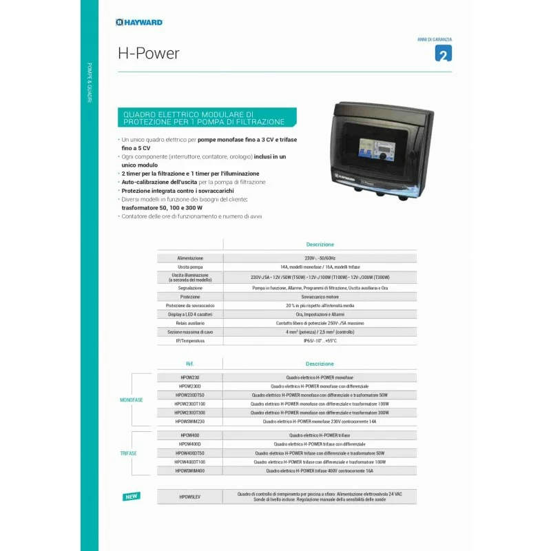 Hayward Quadro Elettrico H-POWER Monofase Con Trasformatore 100 W 4 Hayward Quadro Elettrico H-POWER Monofase Con Trasformatore 100 W - immagine 2